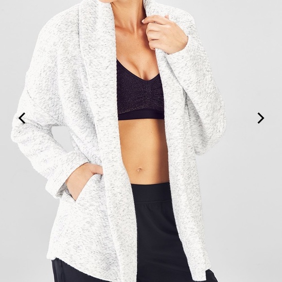 Fabletics Sweaters - Fabletics Vanessa Quilted Cardigan in Ice Heather